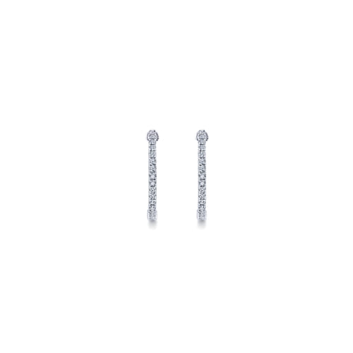 14K White Gold Tiger Claw Set Diamond 15mm Round Huggie Earrings 14K White Gold Tiger Claw Set Diamond 15mm Round Huggie Earrings