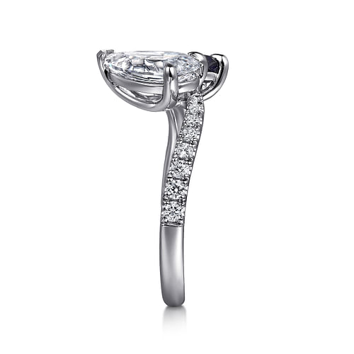 14K White Gold Toi et Moi Pear Shape Sapphire and Diamond Engagement Ring