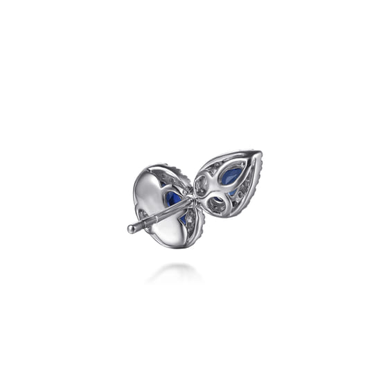 14K White Gold Toi et Moi Sapphire and Diamond Halo Stud Earrings angle 3