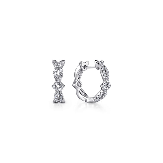 Gabriel - 14K White Gold Twisted 10mm Diamond Huggies