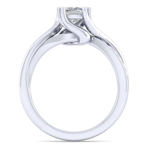 14K White Gold Twisted Cushion Cut Diamond Engagement Ring