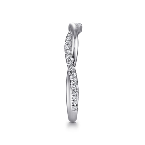 14K White Gold Twisted Diamond Anniversary Band