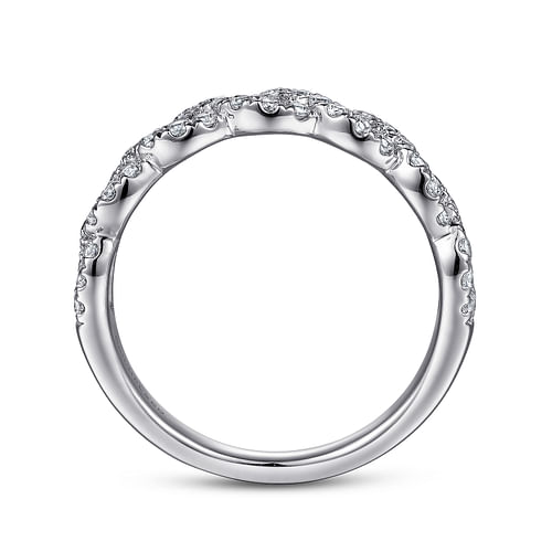 14K White Gold Twisted Diamond Anniversary Band