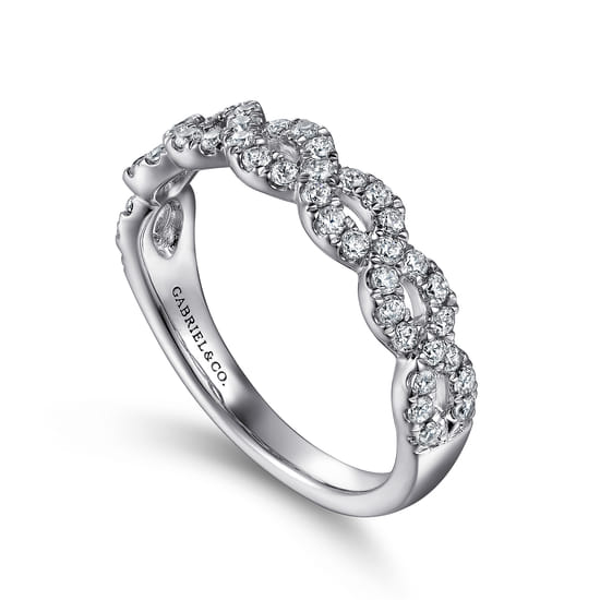 14K White Gold Twisted Diamond Anniversary Band angle 3 14K White Gold Twisted Diamond Anniversary Band angle 3