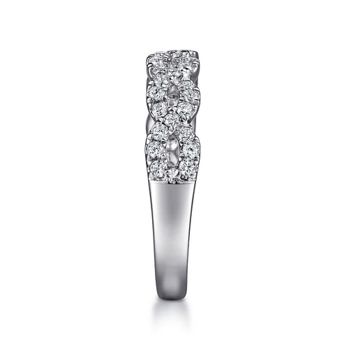 14K White Gold Twisted Diamond Anniversary Band