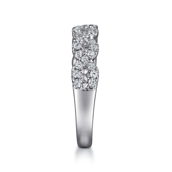 14K White Gold Twisted Diamond Anniversary Band angle 4 14K White Gold Twisted Diamond Anniversary Band angle 4