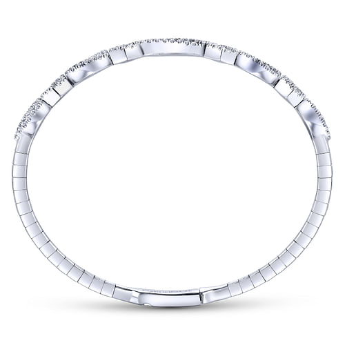 14K White Gold Twisted Diamond Bangle