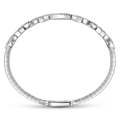 14K White Gold Twisted Diamond Bangle