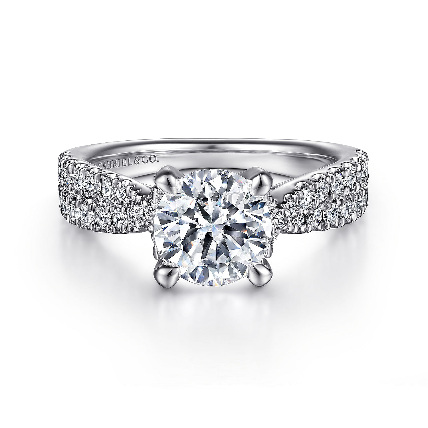 Gabriel - 14K White Gold Twisted Diamond Engagement Ring