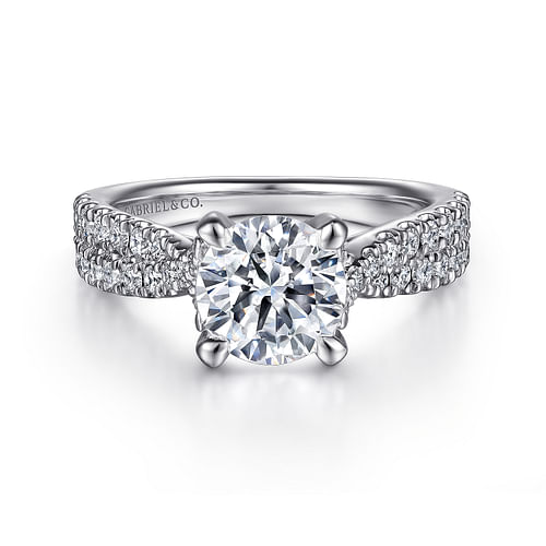 14K White Gold Twisted Diamond Engagement Ring
