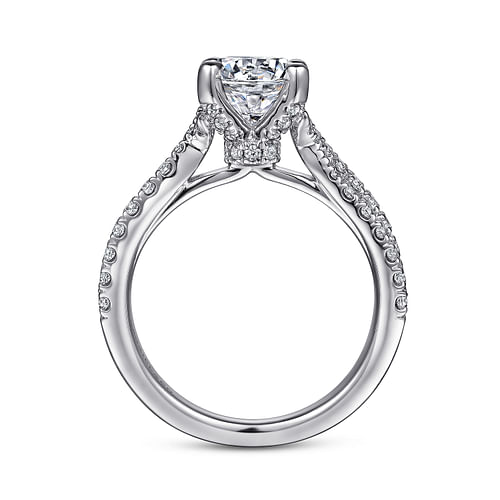 14K White Gold Twisted Diamond Engagement Ring