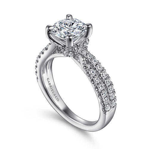 14K White Gold Twisted Diamond Engagement Ring