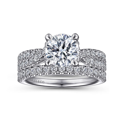 14K White Gold Twisted Diamond Engagement Ring