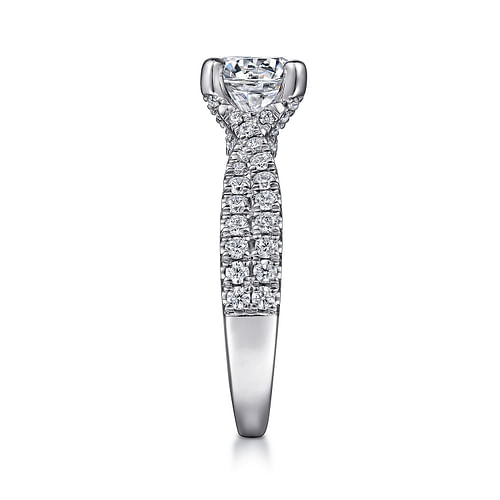 14K White Gold Twisted Diamond Engagement Ring