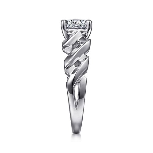 14K White Gold Twisted Diamond Engagement Ring