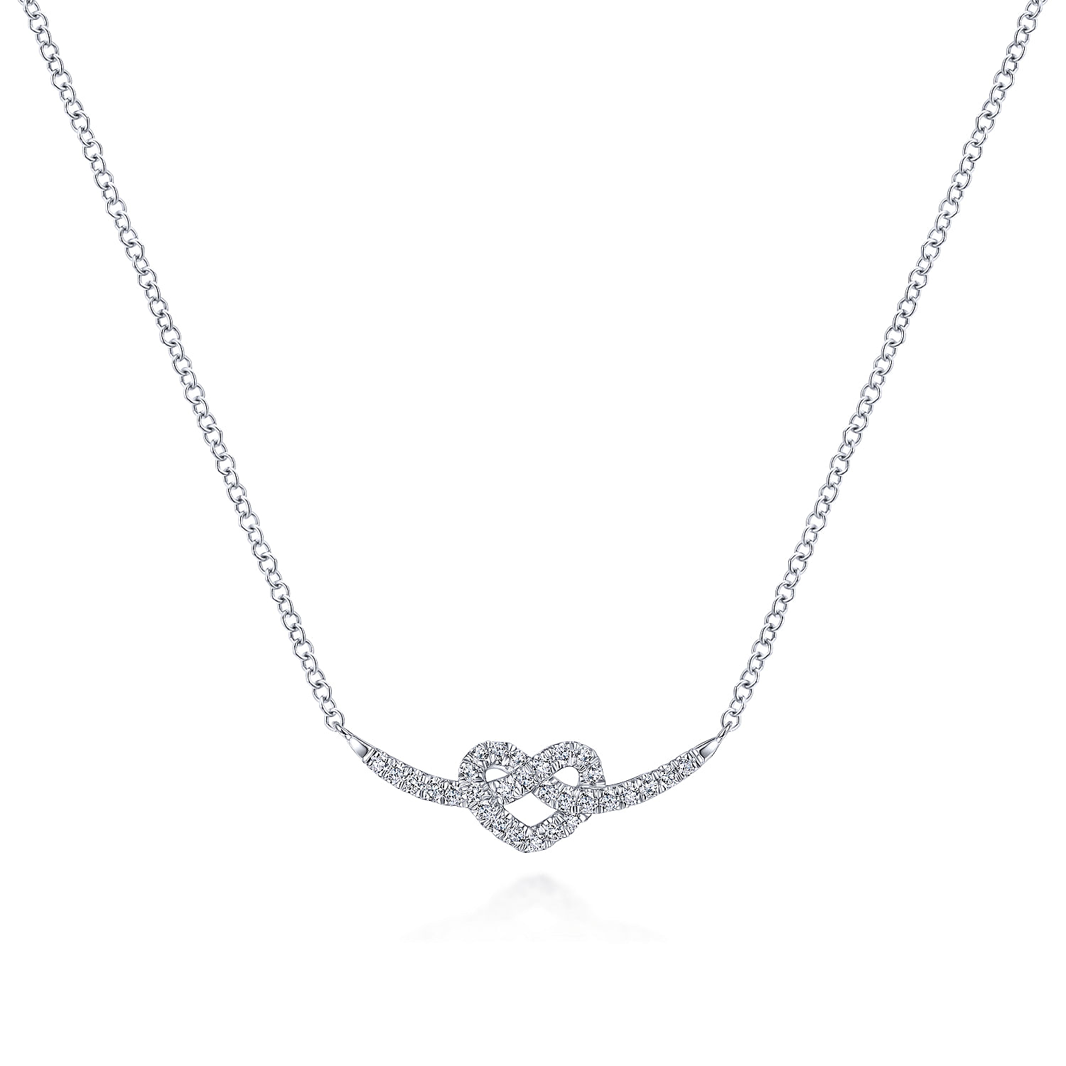 Gabriel - 14K White Gold Twisted Diamond Pretzel Heart Necklace