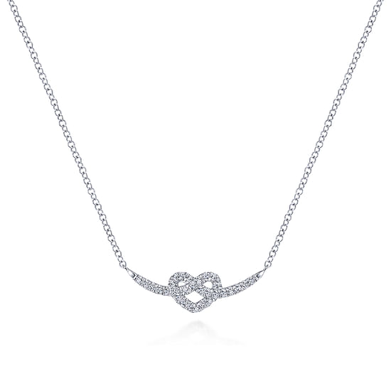 Gabriel - 14K White Gold Twisted Diamond Pretzel Heart Necklace