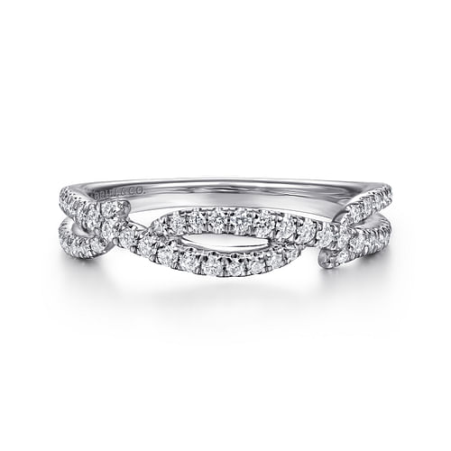 14K White Gold Twisted Diamond Ring