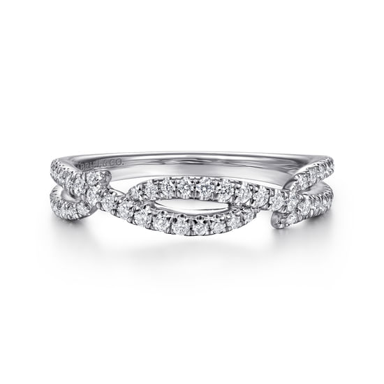 Gabriel - 14K White Gold Twisted Diamond Ring