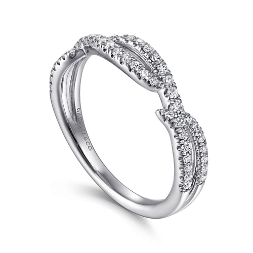 14K White Gold Twisted Diamond Ring