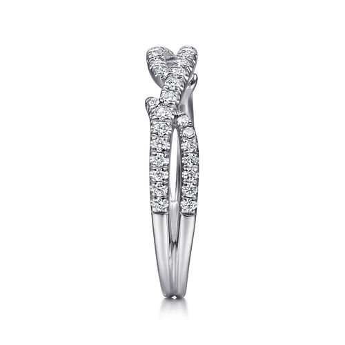 14K White Gold Twisted Diamond Ring
