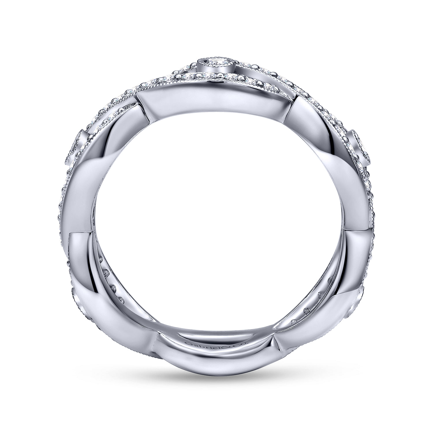 14K White Gold Twisted Diamond Ring