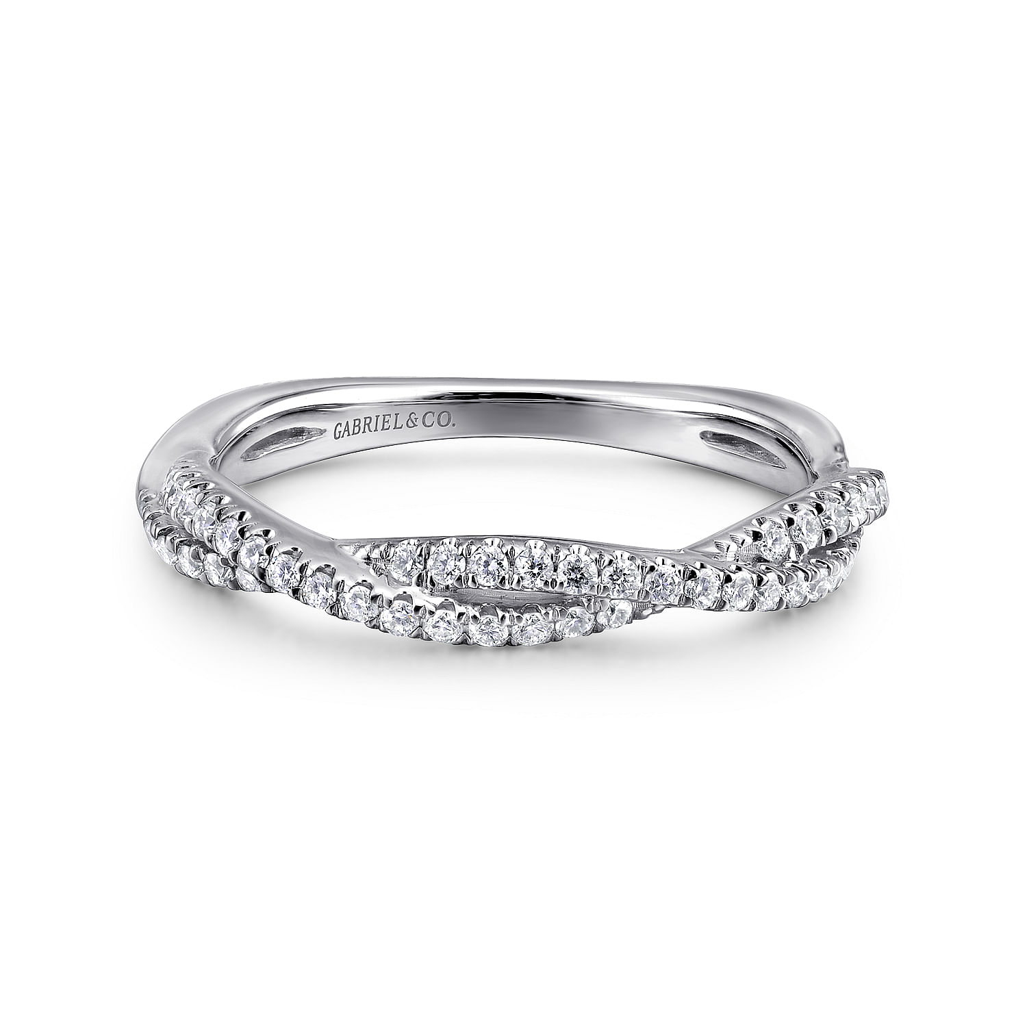 Gabriel - 14K White Gold Twisted Diamond Stackable Ring