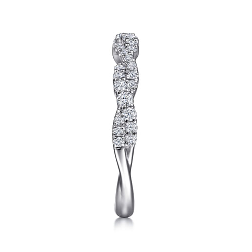 14K White Gold Twisted Diamond Stackable Ring