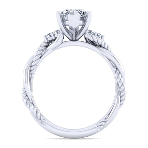 14K White Gold Twisted Marquise Diamond Engagement Ring