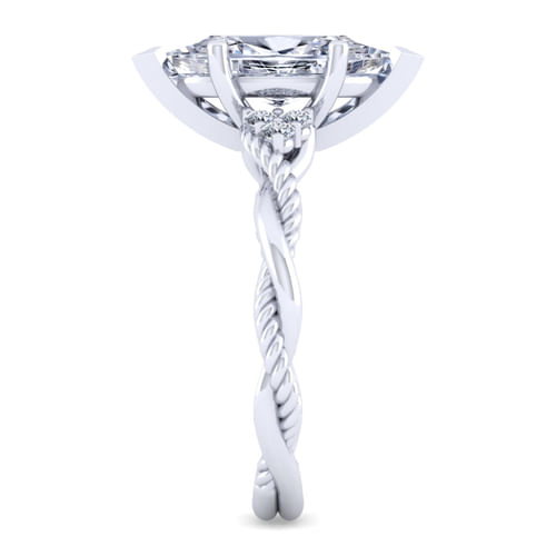 14K White Gold Twisted Marquise Diamond Engagement Ring