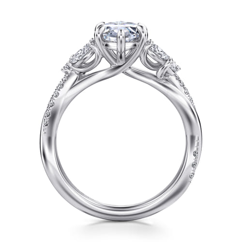 14K White Gold Twisted Marquise Shape Diamond Engagement Ring 14K White Gold Twisted Marquise Shape Diamond Engagement Ring