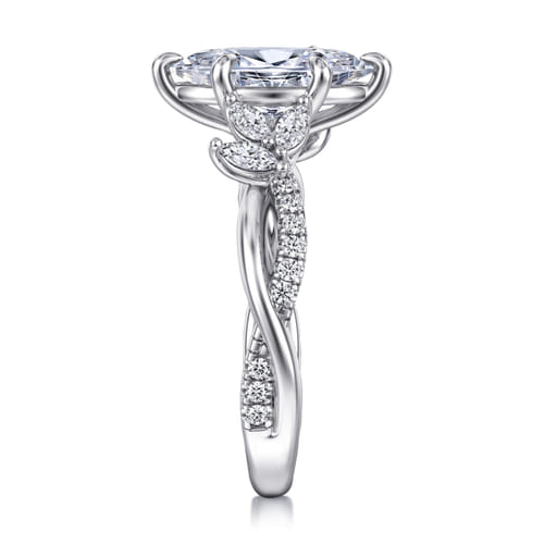 14K White Gold Twisted Marquise Shape Diamond Engagement Ring 14K White Gold Twisted Marquise Shape Diamond Engagement Ring