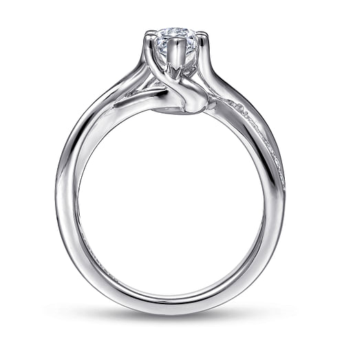 14K White Gold Twisted Marquise Shape Diamond Engagement Ring