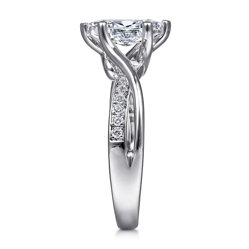 14K White Gold Twisted Marquise Shape Diamond Engagement Ring