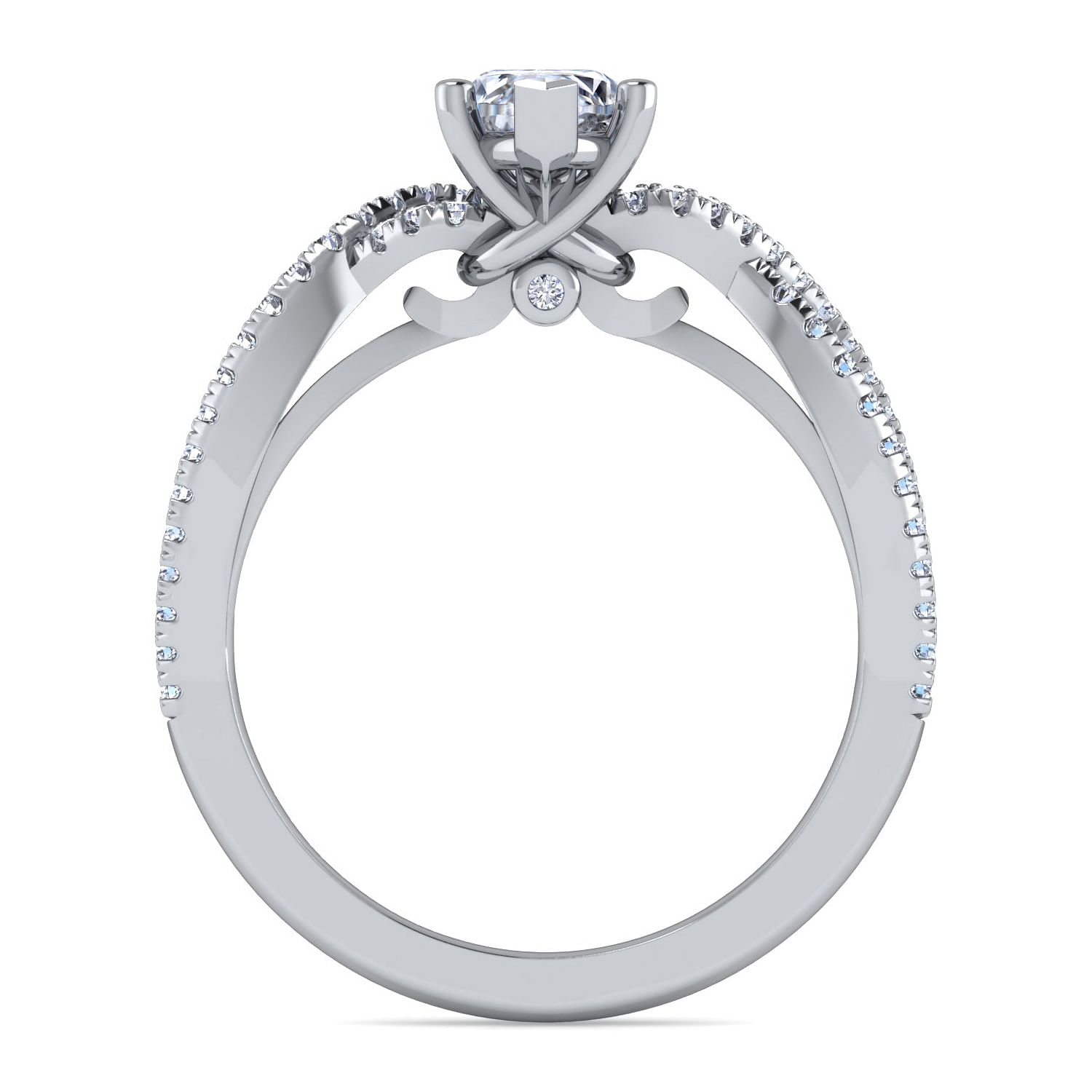 14K White Gold Twisted Marquise Shape Diamond Engagement Ring