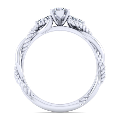 14K White Gold Twisted Marquise Shape Diamond Engagement Ring