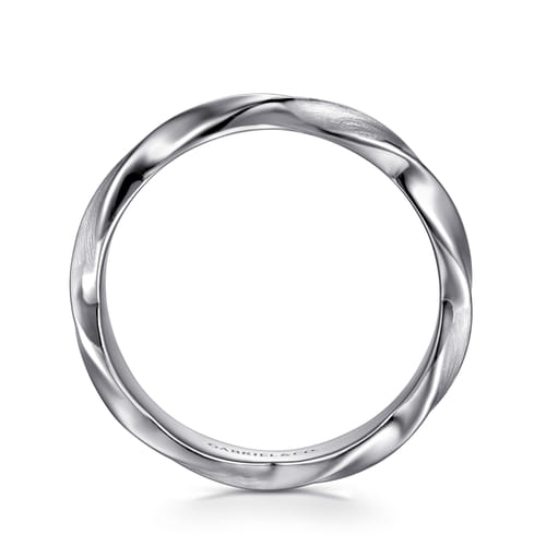 14K White Gold Twisted Men's Ring