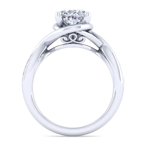 14K White Gold Twisted Oval Diamond Engagement Ring