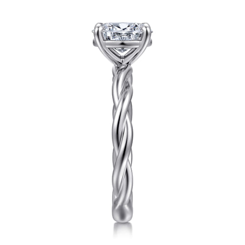 14K White Gold Twisted Oval Diamond Engagement Ring
