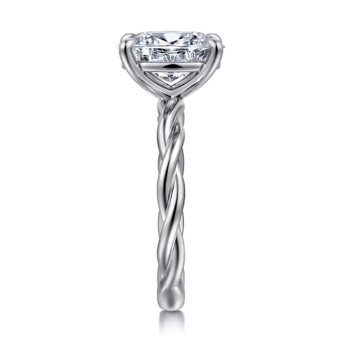 14K White Gold Twisted Oval Diamond Engagement Ring