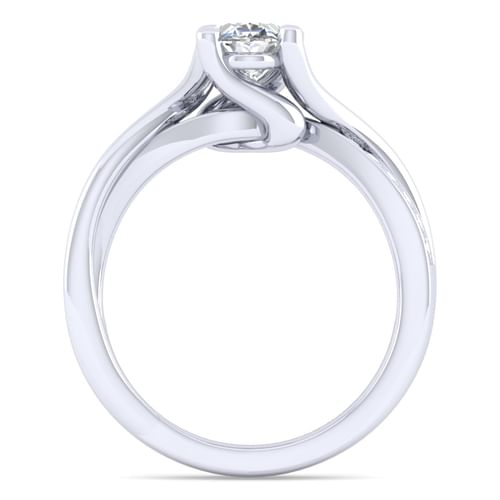 14K White Gold Twisted Oval Diamond Engagement Ring