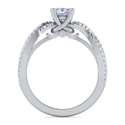 14K White Gold Twisted Oval Diamond Engagement Ring