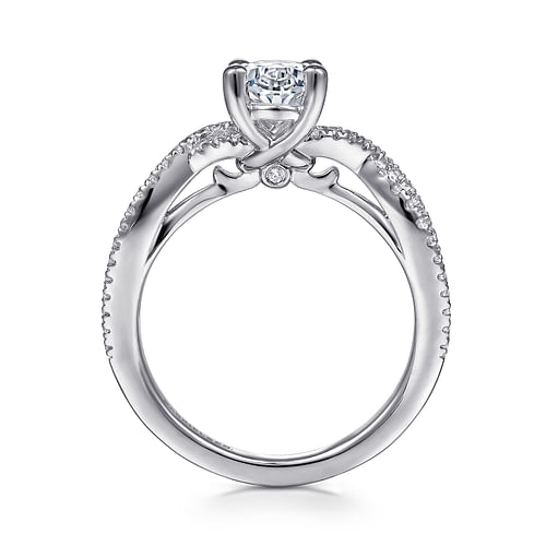 14K White Gold Twisted Oval Diamond Engagement Ring