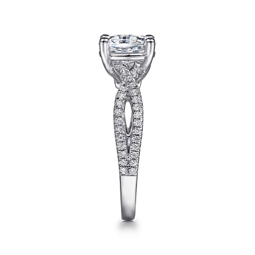 14K White Gold Twisted Oval Diamond Engagement Ring