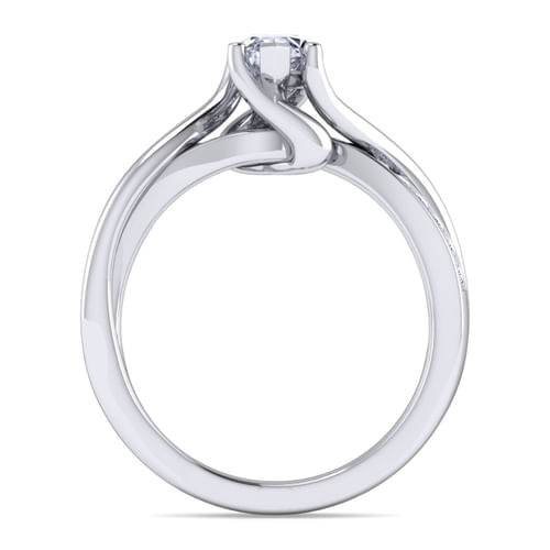 14K White Gold Twisted Pear Shape Diamond Engagement Ring