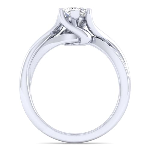 14K White Gold Twisted Pear Shape Diamond Engagement Ring
