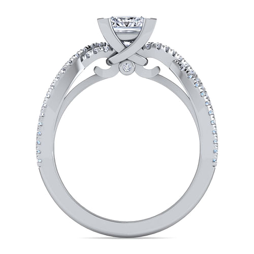 14K White Gold Twisted Princess Cut Diamond Engagement Ring