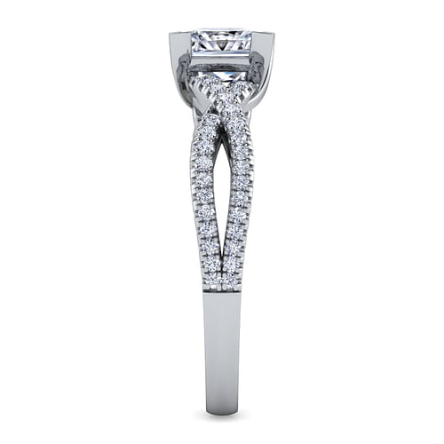 14K White Gold Twisted Princess Cut Diamond Engagement Ring