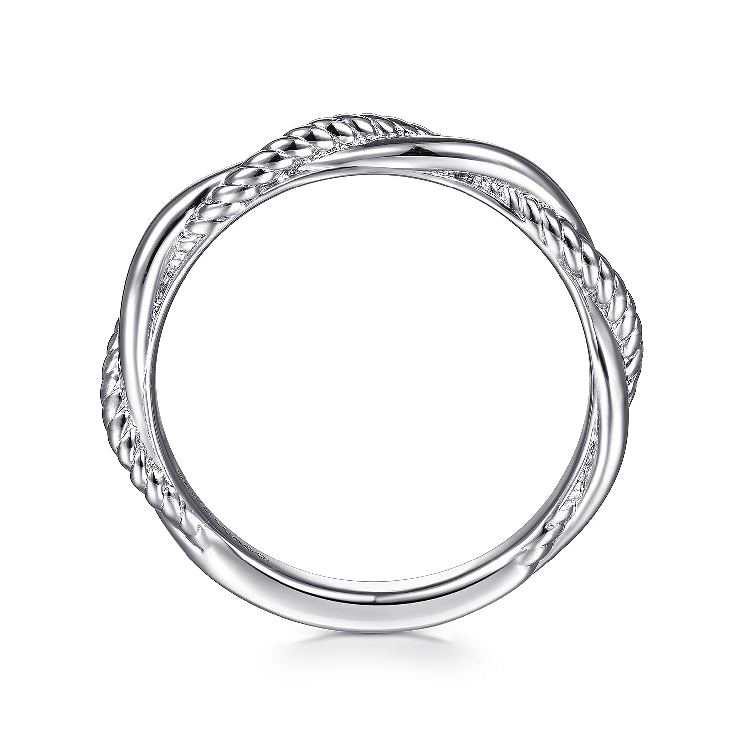 14K White Gold Twisted Rope Intertwining Ring