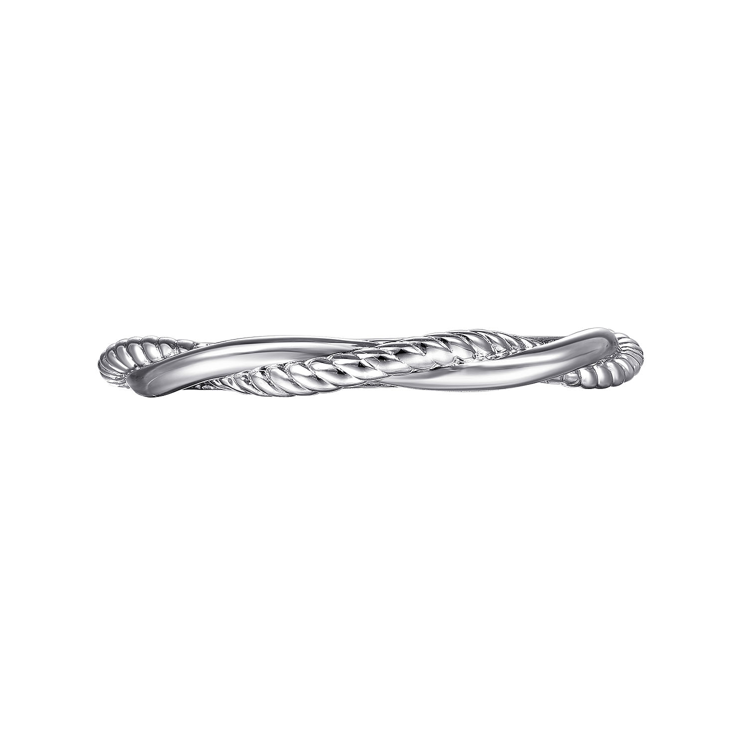 14K White Gold Twisted Rope Intertwining Ring